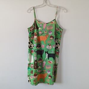 Karen Mabon Whimsical Cats and Treats Print Cotton Sleep Dress - Size S Cutout